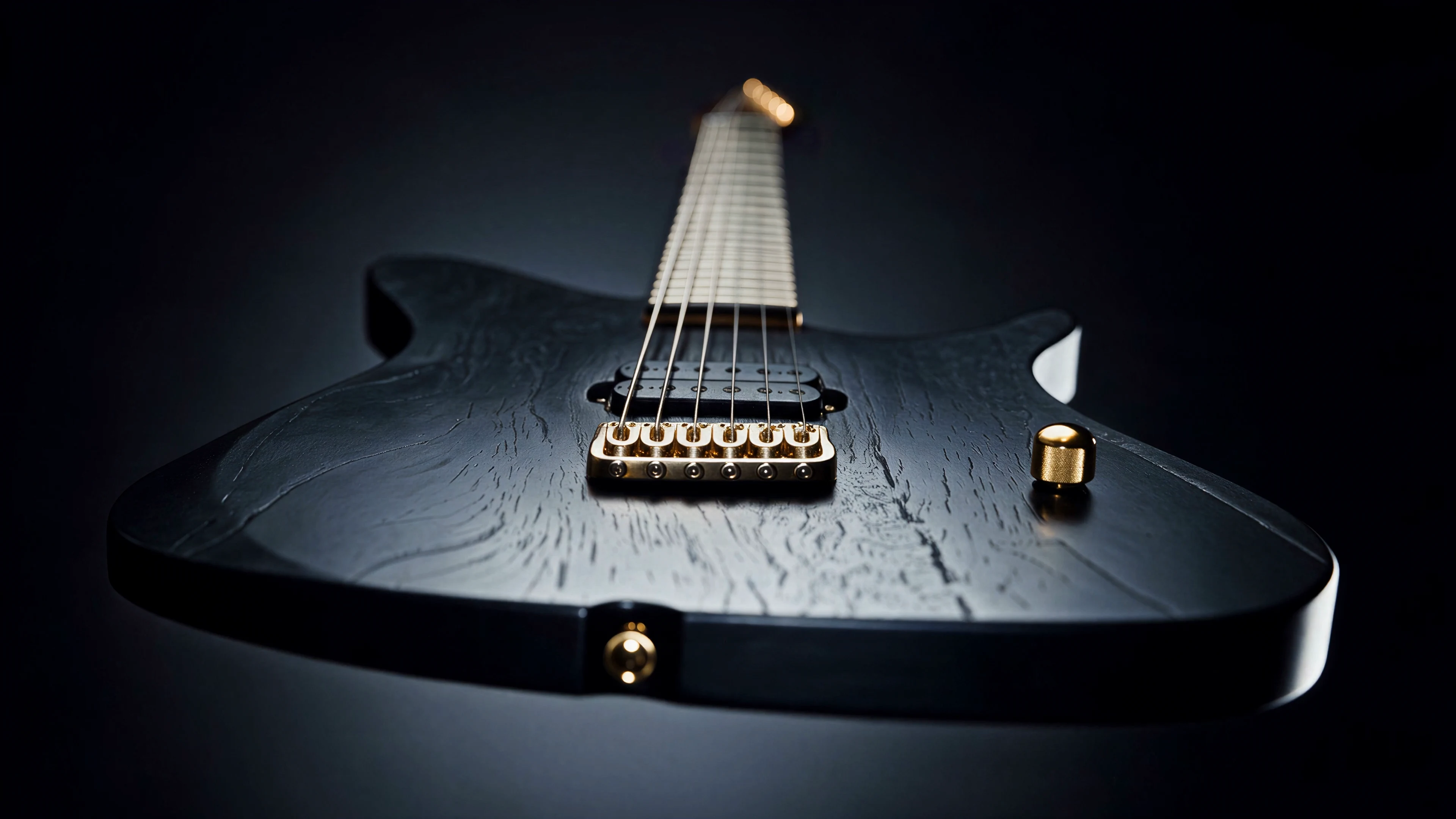 The Pan 630 body, gold bridge and pickup under low light